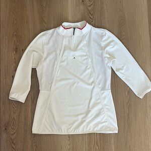 Adidas by Stella McCartney White Half-Zip Athletic Top with Red Trim L